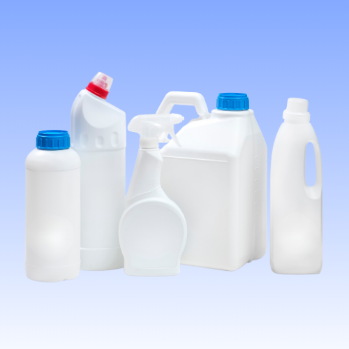 various bottles on a blue background